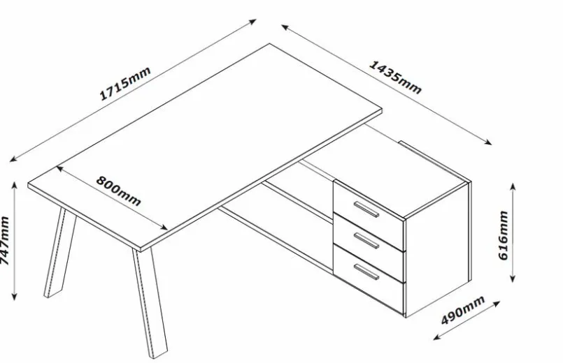Composad Schreibtische-Eckschreibtisch Davinci Eiche