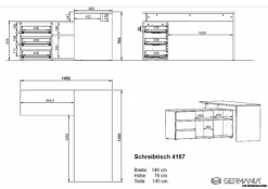 Germania Schreibtische|Büromöbel-Serien-Eckschreibtisch Lissabon Graphit