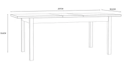 FORTE Esstische-Esstisch Killarney 160/207 x 90 cm Eiche