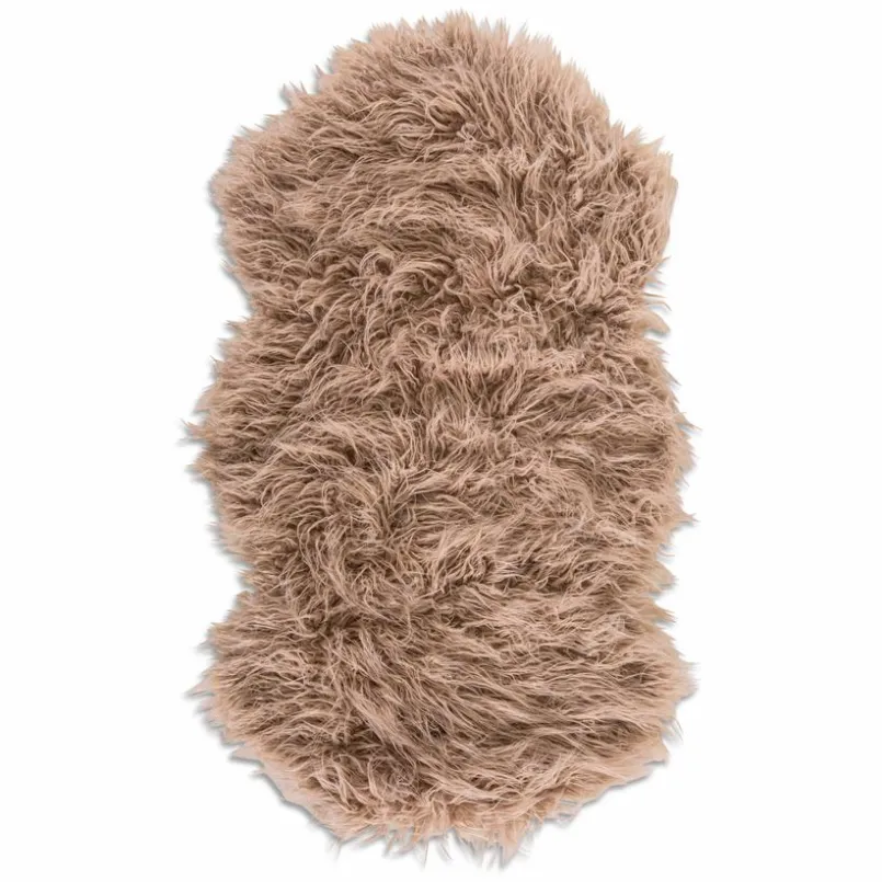 Felle & Fellteppiche-Fellteppich Imitat Zottelfell 55 x 95 cm Beige