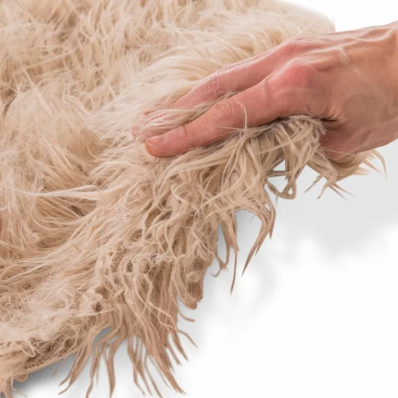 Felle & Fellteppiche-Fellteppich Imitat Zottelfell 55 x 95 cm Beige