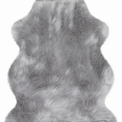Felle & Fellteppiche-Fellteppich Lammfell 100 × 68 cm Grau