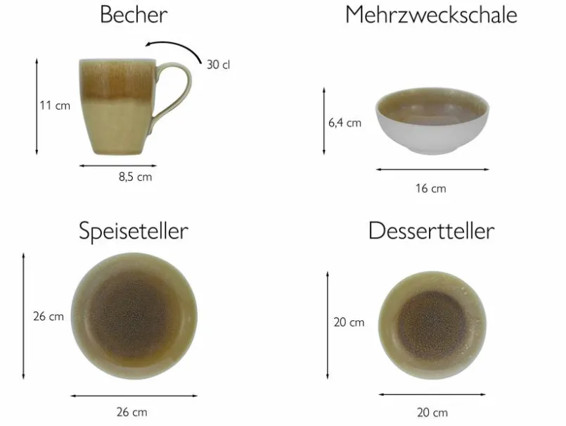 CreaTable Geschirr-Frühstücksteller Caldera Ø 21 cm Sand