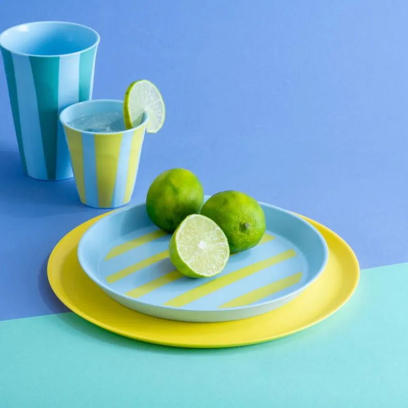 Koziol Geschirr-Frühstücksteller Nora Stripes Ø 20,5 cm Blau