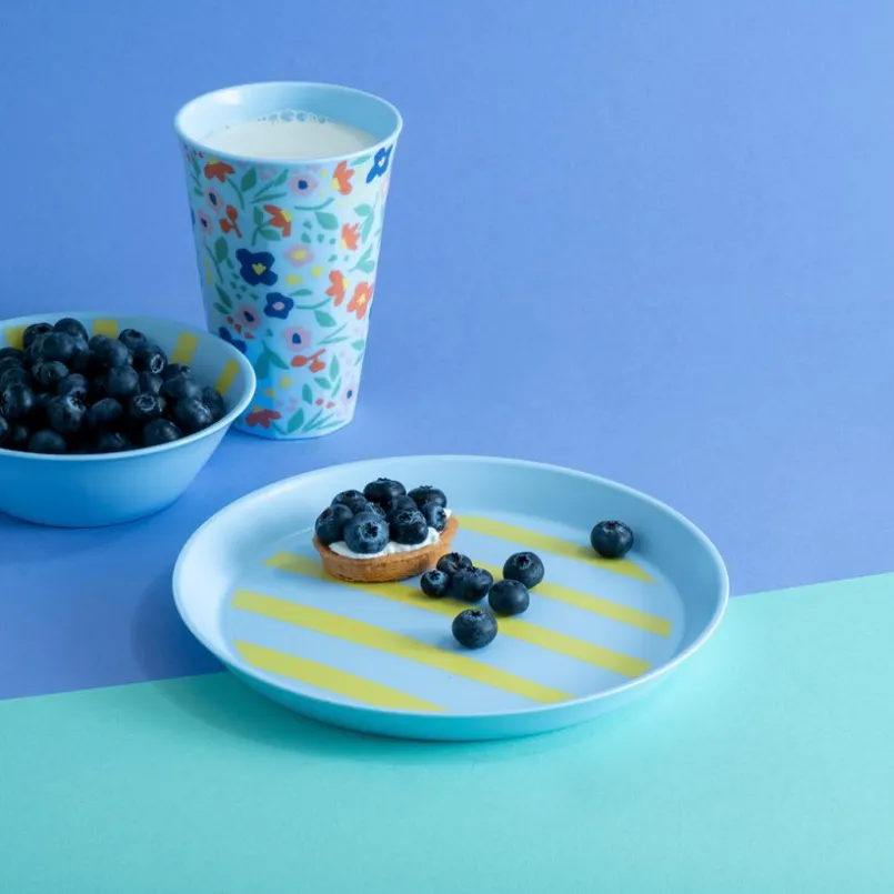 Koziol Geschirr-Frühstücksteller Nora Stripes Ø 20,5 cm Blau