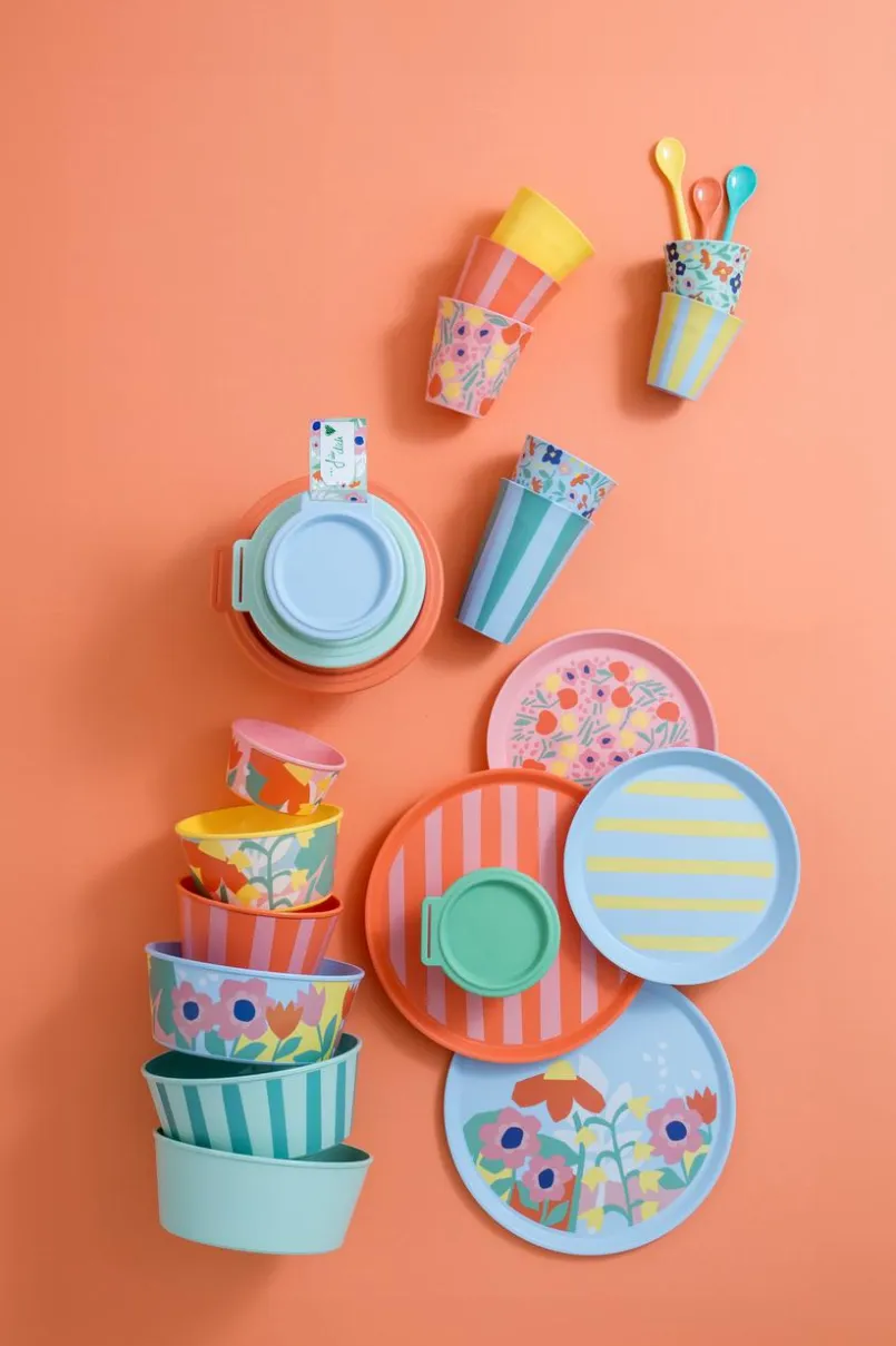 Koziol Geschirr-Frühstücksteller Nora Stripes Ø 20,5 cm Blau