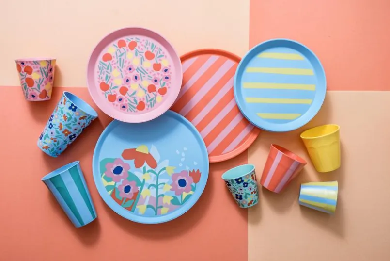 Koziol Geschirr-Frühstücksteller Nora Stripes Ø 20,5 cm Blau