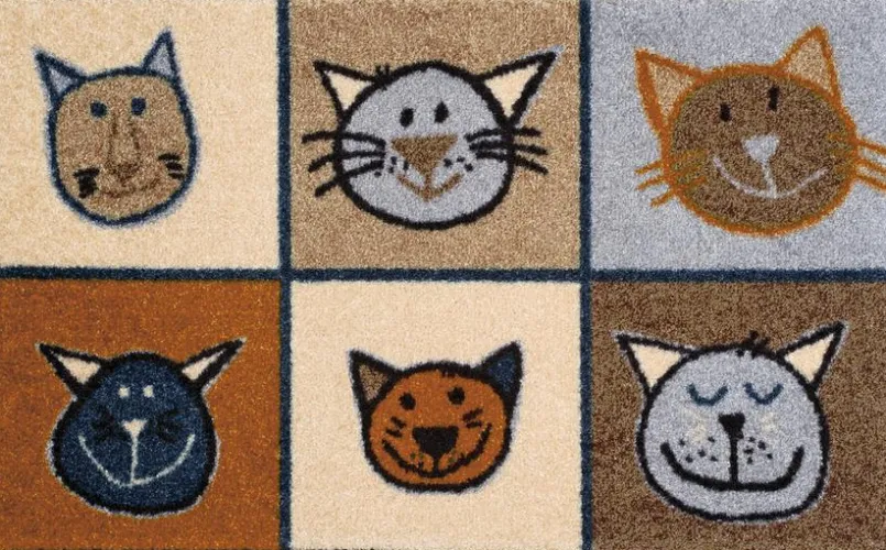 Fußmatten|Wash & Dry Fußmatte Miau Miau 50 x 75 cm Braun