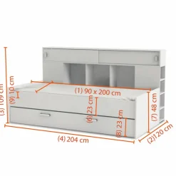 demeyere Kinderbetten|Kinderbetten-Funktionsbett Sherwood 90 x 200 cm Weiß