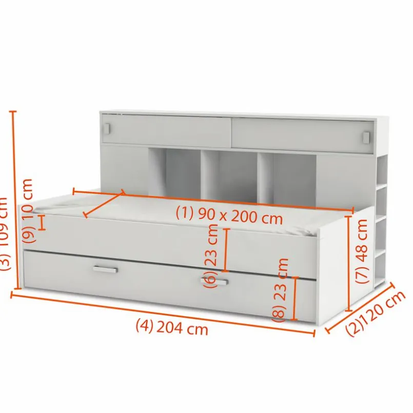 demeyere Kinderbetten|Kinderbetten-Funktionsbett Sherwood 90 x 200 cm Weiß