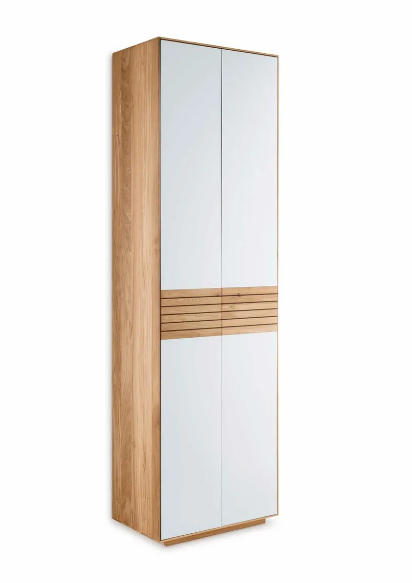 Garderobenschränke|Gradel Garderobenschrank Riva Eiche / Weißglas