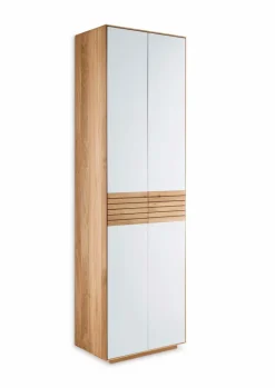 Gradel Garderobenschränke-Garderobenschrank Riva Eiche / Weißglas