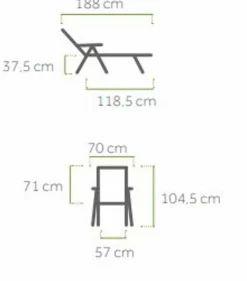MWH Loungeliegen|Gartenliegen-Gartenliege Kedline, Alu/Textilene Eisen