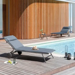Gartenliegen|Balkonliegen|Lafuma Mobilier Gartenliege Miami II Dark Grey