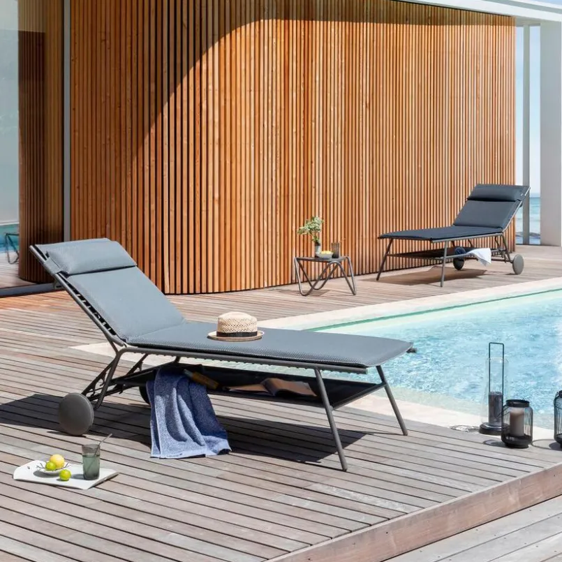 Gartenliegen|Balkonliegen|Lafuma Mobilier Gartenliege Miami II hoch Silver