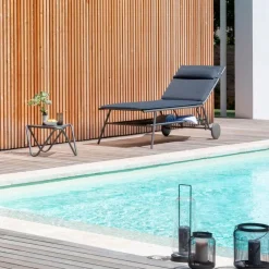Lafuma Mobilier Gartenliegen|Balkonliegen-Gartenliege Miami II hoch Dark Grey