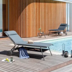 Lafuma Mobilier Gartenliegen|Balkonliegen-Gartenliege Miami II hoch Dark Grey