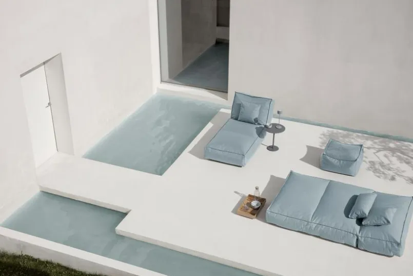 Outdoor-Sitzsäcke|Gartensofas|blomus Gartenliege Stay Daybed S 80x25x190 cm Blau