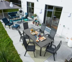 Gartenmöbel-Sets-Gartenmöbel Set Deluxe Alu 7tlg. Schwarz