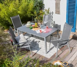 MWH Balkonstühle|Gartenstühle-Gartenstuhl Kedline, Alu/Textilene Grau