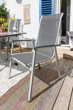 MWH Balkonstühle|Gartenstühle-Gartenstuhl Kedline, Alu/Textilene Grau