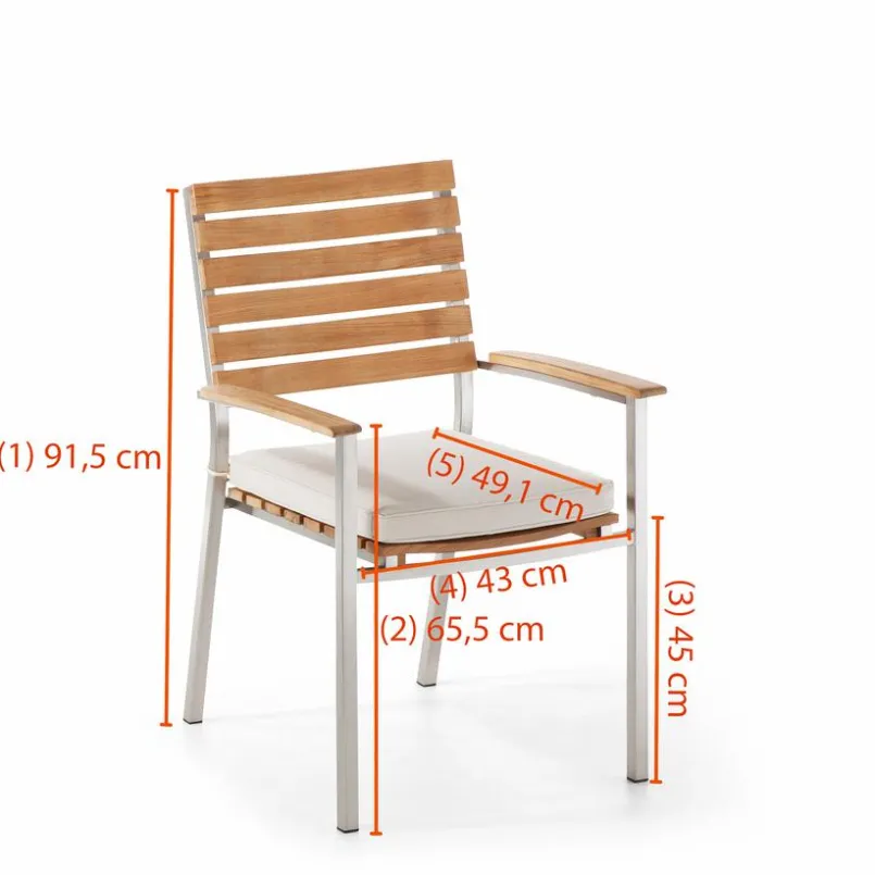 Balkonstühle|Gartenstühle|Segarda Gartenstuhl Madura, Edelstahl/ Teak