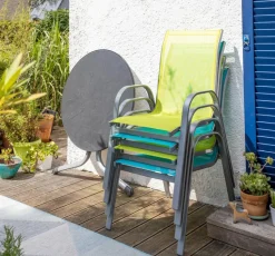 Balkonstühle|Gartenstühle-Gartenstuhl Set 4 Stück 4tlg. Adria Blau