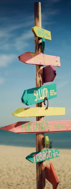 Bilder Ohne Rahmen|EUROART Glasbild 30 x 80 cm Beach signs Blau