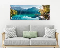Bilder Ohne Rahmen|EUROART Glasbild 30 x 80 cm Fusine Lake Blau