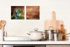 EUROART Bilder Ohne Rahmen|Bilder Nach Themen-Glasbild 20 x 40 cm Herbs and Spices XVI Braun