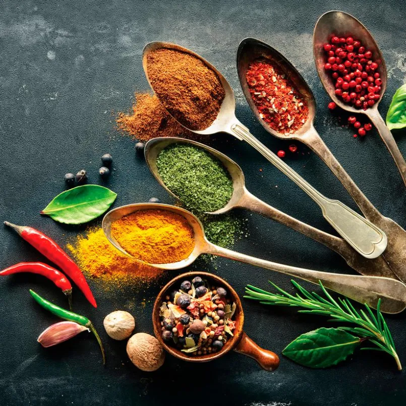 EUROART Bilder Ohne Rahmen|Bilder Nach Themen-Glasbild 30 x 30 cm Herbs and spices Bunt