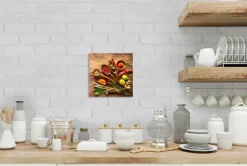 EUROART Bilder Ohne Rahmen|Bilder Nach Themen-Glasbild 30 x 30 cm Herbs and spices Bunt