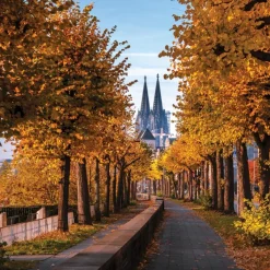 EUROART Bilder Ohne Rahmen-Glasbild 30 x 30 cm Kölner Dom IX Orange