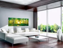 EUROART Bilder Ohne Rahmen|Bilder Nach Themen-Glasbild 125 x 50 cm Sunlight Forest I Grün