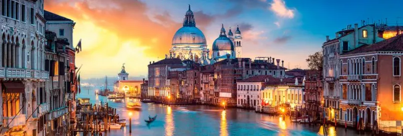 EUROART Bilder Ohne Rahmen|Bilder Nach Themen-Glasbild 33 x 98 cm Venice by night III Blau