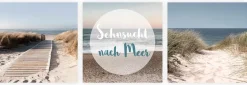 EUROART Bilder Ohne Rahmen|Bilder Nach Themen-Glasbild 3tlg. Sehnsucht nach Meer Blau