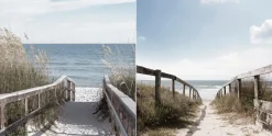 EUROART Bilder Ohne Rahmen|Bilder Nach Themen-Glasbild 2tlg. Way to the beach Blau