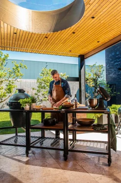 Grillzubehör|Big Green Egg Grill Akazieneinsatz Küchenmodul Braun