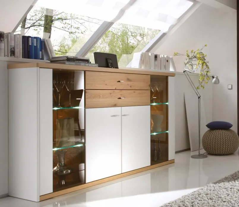 Wehrsdorfer Kommoden|Kommoden-Highboard Andorra Weiß
