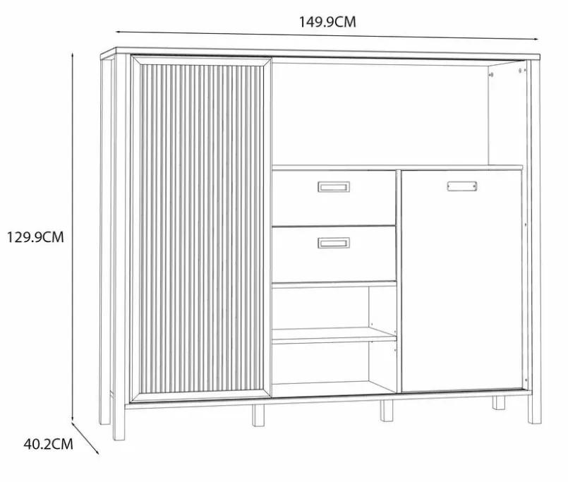 FORTE Kommoden|Kommoden-Highboard Jytana Eiche