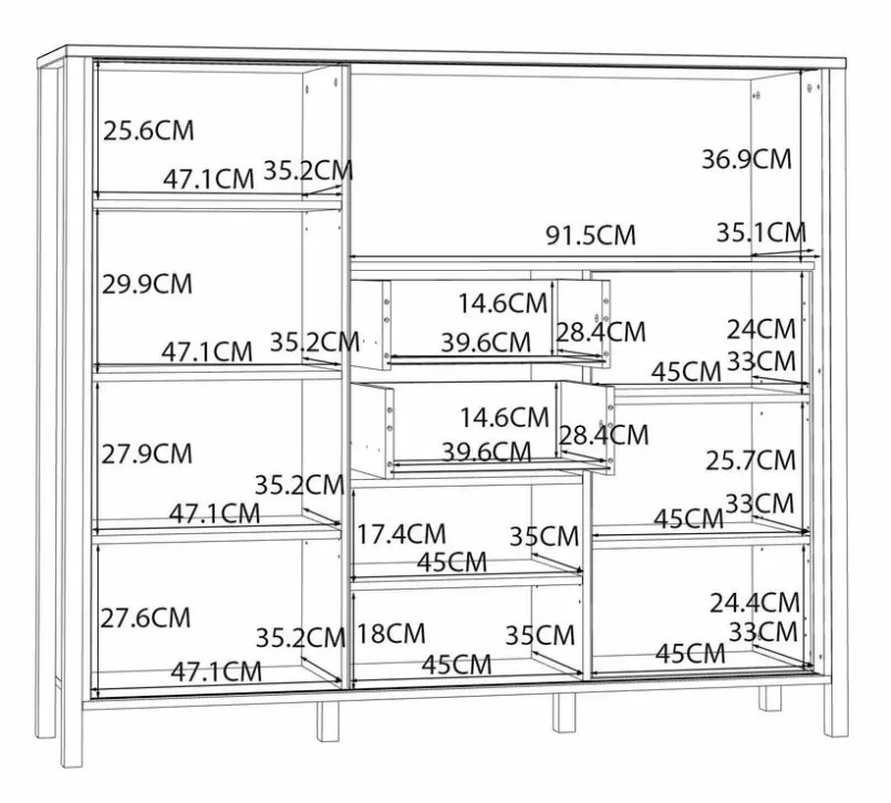 FORTE Kommoden|Kommoden-Highboard Jytana Eiche