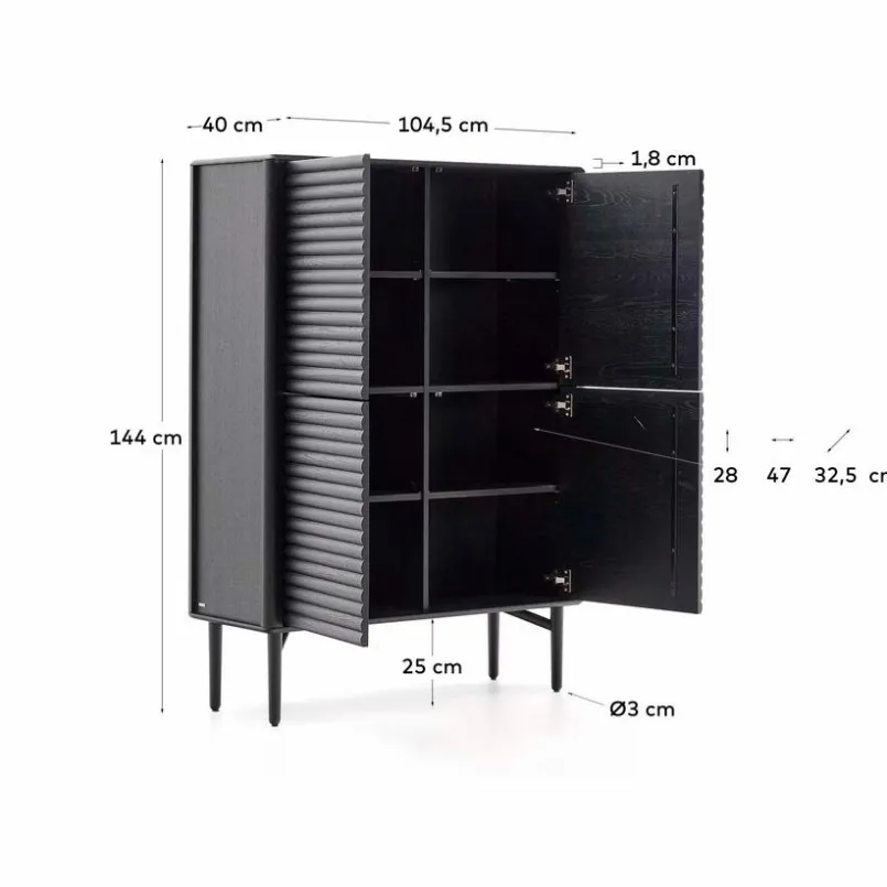 Kave Home Kommoden-Highboard Lenon Schwarz