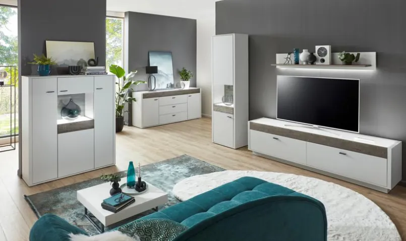 IDEAL Wohnen Kommoden-Highboard Manchester Weiß