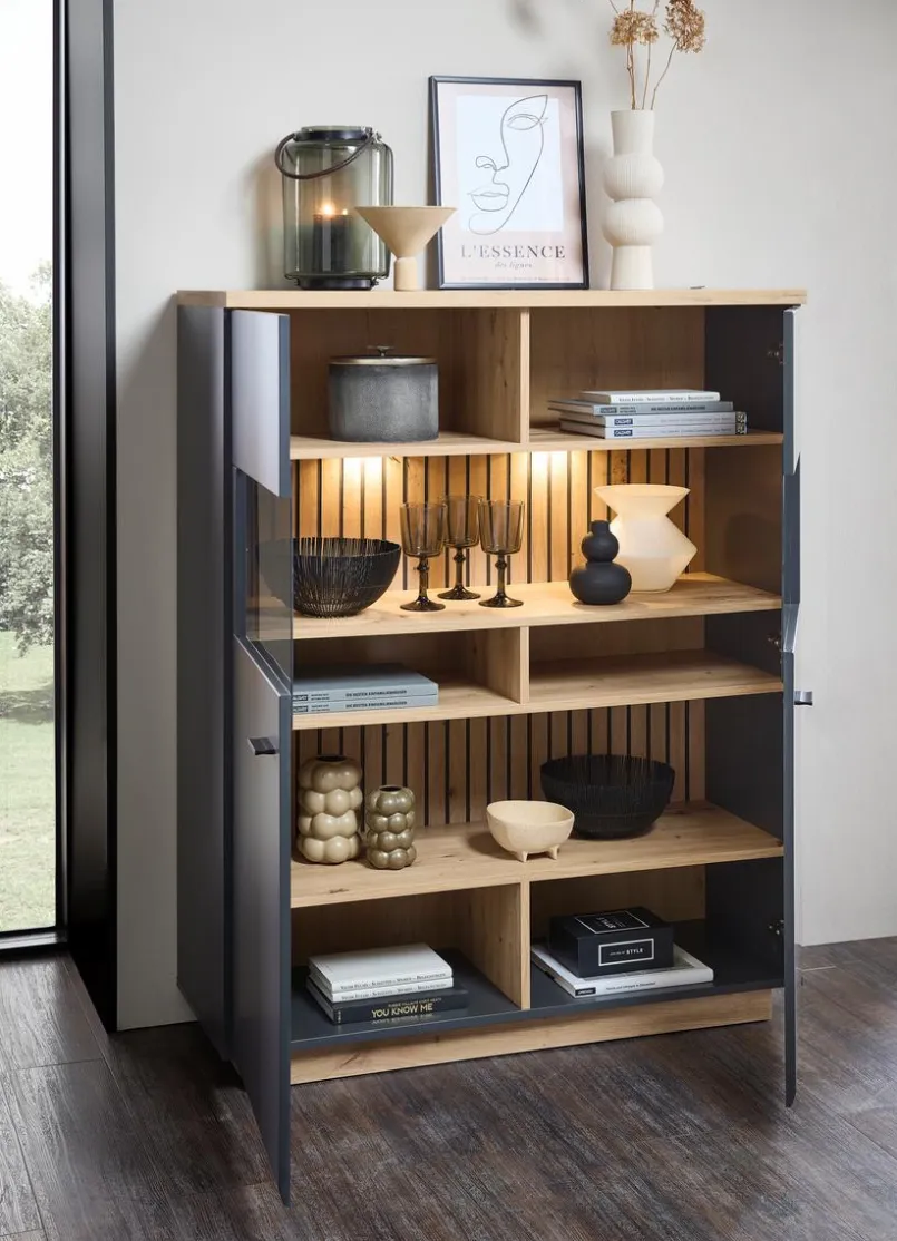 Wohnconcept Kommoden-Highboard Paola Graphit