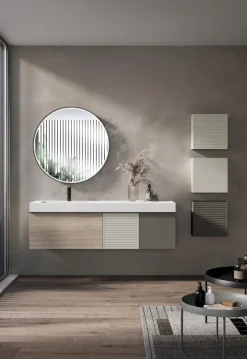 Badschränke| Hängeschrank-Kombination Pixel 03 Weiß / Grau