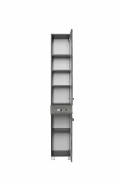 Badschränke|Held-Möbel Hochschrank Bologna Eiche Rauchsilber / Graphitgrau