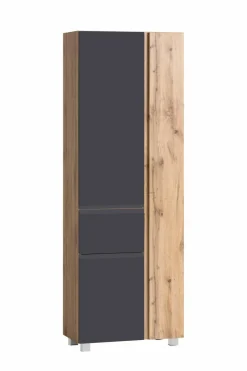 Held-Möbel Badschränke-Hochschrank Monza Eiche / Grau