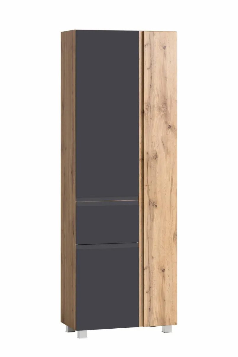 Held-Möbel Badschränke-Hochschrank Monza Eiche / Grau