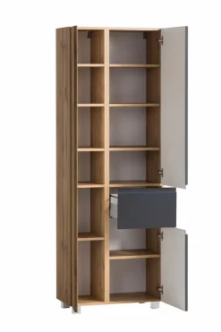 Held-Möbel Badschränke-Hochschrank Monza Eiche / Grau