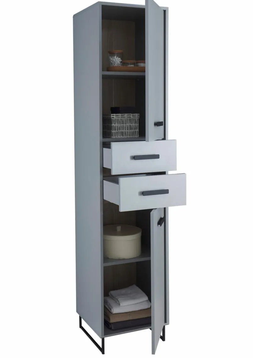 Badschränke-Hochschrank Tunis Grau